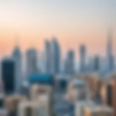 Panoramic view of urban skyline in Dubai showcasing modern architecture