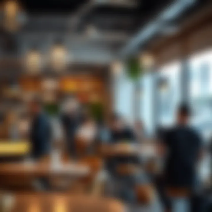 Trendy coffee shop bustling with customers