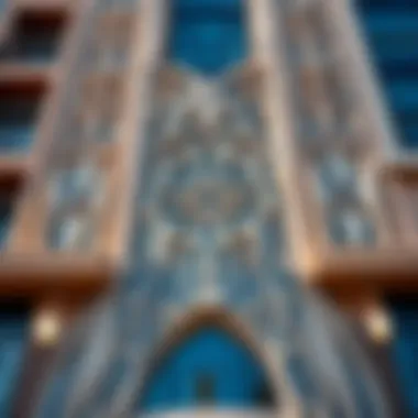 Detailed view of the facade of Al Hamd Building, highlighting its intricate design elements