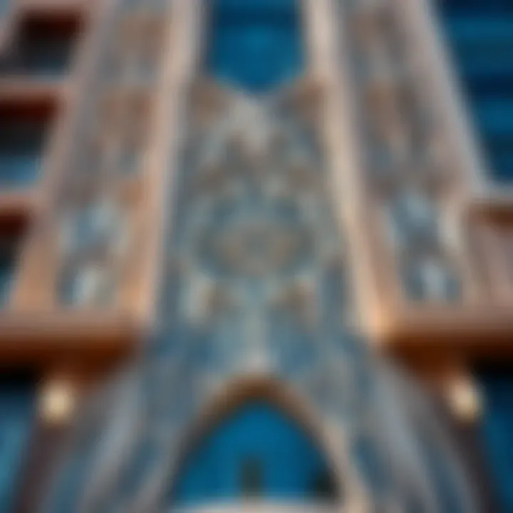 Detailed view of the facade of Al Hamd Building, highlighting its intricate design elements