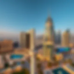 Stunning view of the Al Nakheel Building against Dubai's skyline