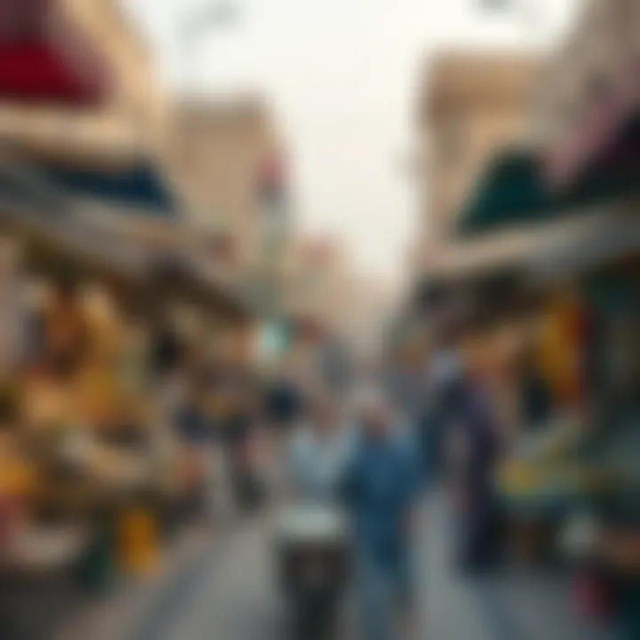 Vibrant market scene in Al Warqa with local vendors