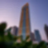 Stunning exterior view of Al Wasl Tower at dusk