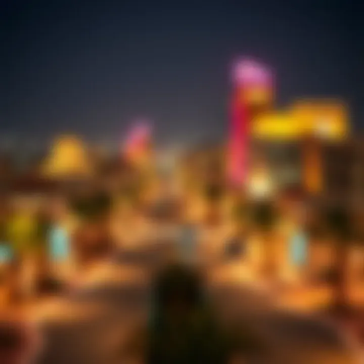Night view of Al Zorah's vibrant community life