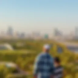 A panoramic view of Arjan showcasing its modern skyline and green spaces
