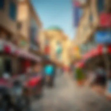 Vibrant Commercial Scene in Arjan A bustling commercial area in Arjan with shops and eateries