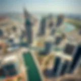 Aerial view of Business Bay showcasing impressive skyscrapers
