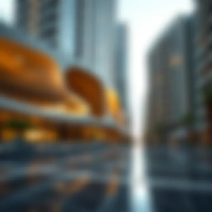 Close-up of an innovative architectural design in Business Bay