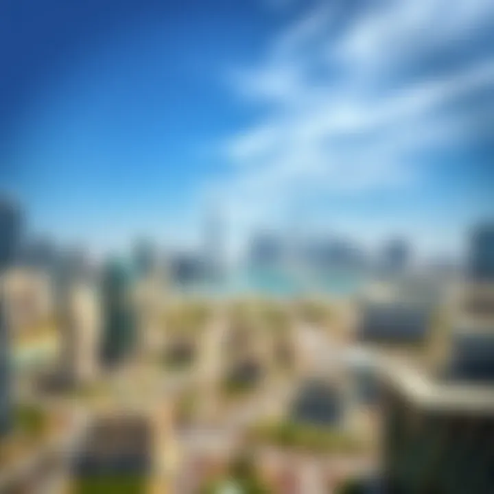 Panoramic view of Dubai skyline from Cayan Business Center