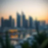 Luxurious skyline of Dubai Marina at sunset