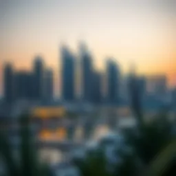 Luxurious skyline of Dubai Marina at sunset