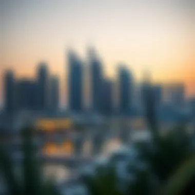 Dubai Marina at Dusk Luxurious skyline of Dubai Marina at sunset