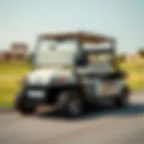 Luxurious Golf Car at Scenic Golf Course Luxurious golf car parked at a scenic golf course in Dubai