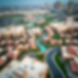 Aerial view of Jumeirah Village showcasing the community layout