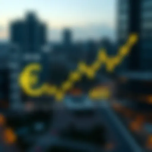 Currency exchange rate graph showing EUR to AED fluctuations
