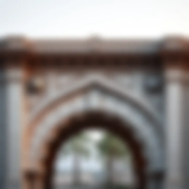 A close-up of unique architectural details found along Corniche Al Hiraa.