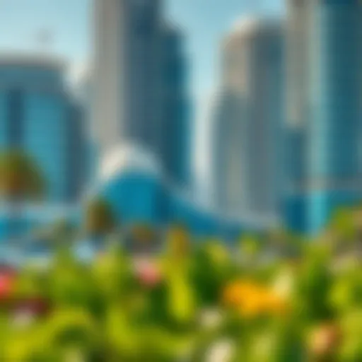 A scenic view of Corniche Road showcasing the modern architecture of Dubai