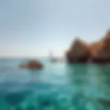 Secluded shoreline with crystal clear waters