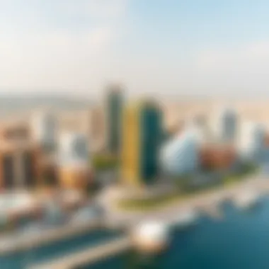 Aerial view of the Dubai Creek development showcasing modern architecture