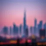 Skyline of Dubai showcasing iconic architecture