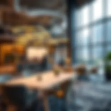 Interior of a creative workspace in Dubai Media City filled with innovative designs