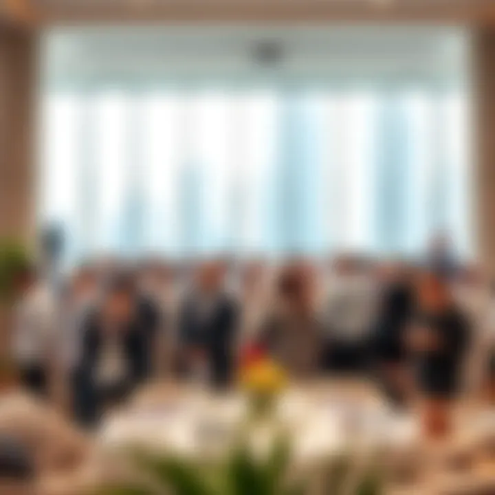 A bustling networking event highlighting collaboration in Dubai Media City