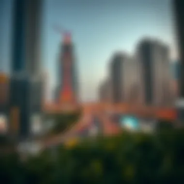 A bustling real estate development project in Dubai