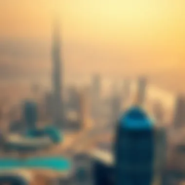 Dubai Skyline Featuring Al Habtoor Tower Aerial view of the Dubai skyline with Al Habtoor Tower prominently featured