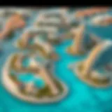Aerial view showcasing the stunning architecture of Blue Water Island