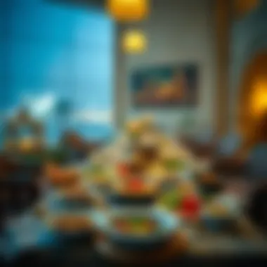 Iftar Table Richness Traditional iftar table set with diverse dishes