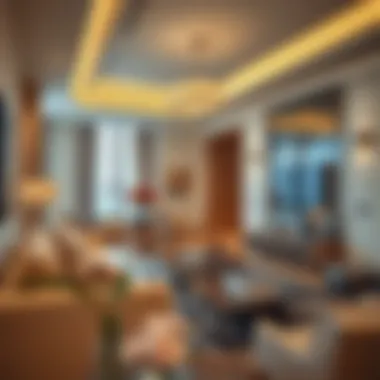 Interior design of an apartment within Executive Tower H highlighting elegance and comfort