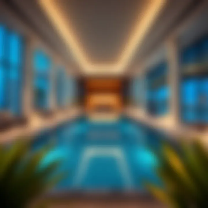 Luxury amenities inside Executive Tower H including a swimming pool and fitness center