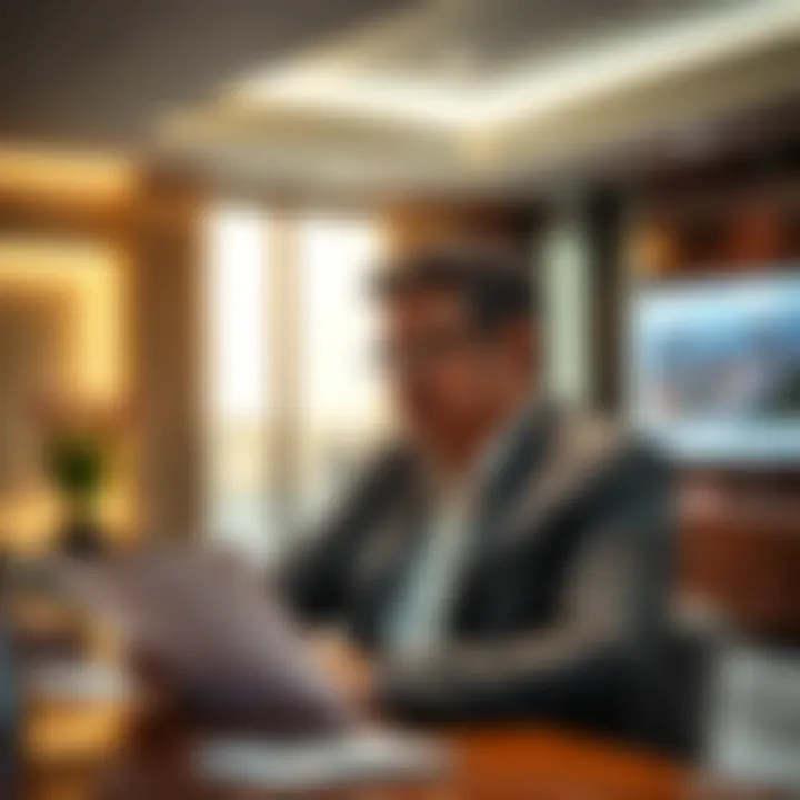 An investor reviewing property options in a sleek Dubai office