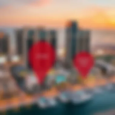 Map highlighting Al Aweer's strategic position within Dubai.