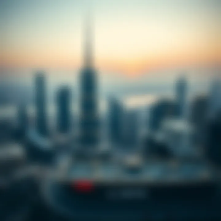 Stunning view of Al Habtoor Tower against the Dubai skyline