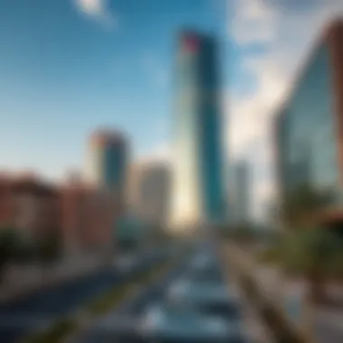 Urban environment surrounding Al Ikhlas Tower illustrating its commercial significance