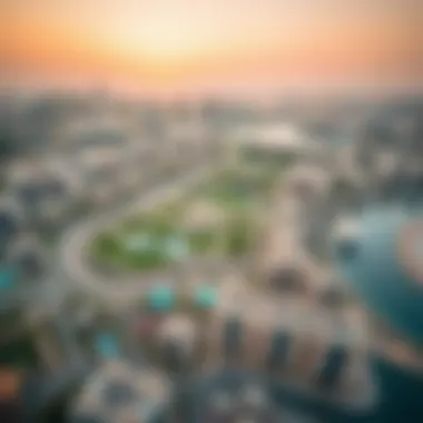 Strategic Location of Al Mamsha Alef Aerial view of Al Mamsha Alef highlighting its strategic location