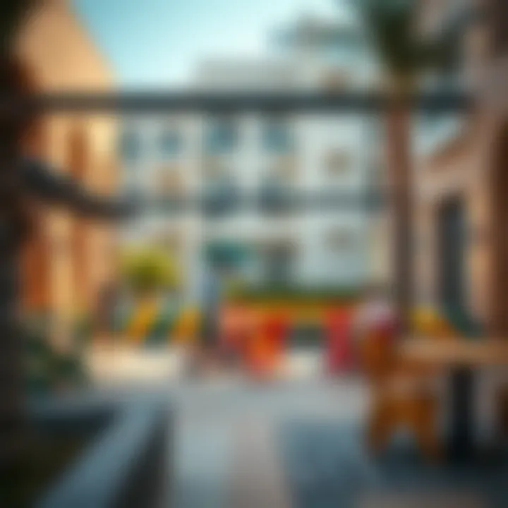 Community spaces within Al Mamsha Alef promoting social interaction