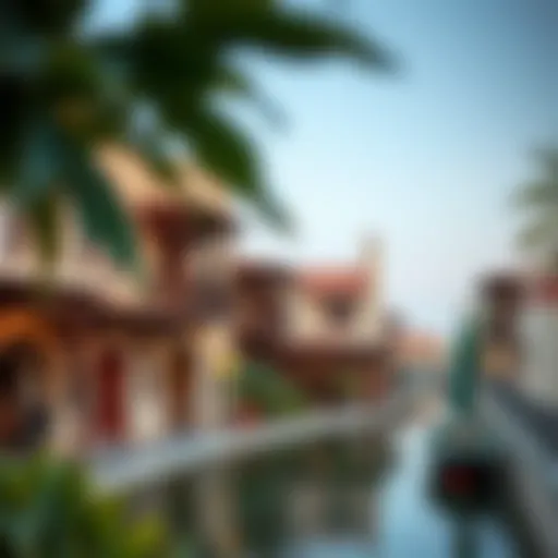 A scenic view of Al Seef Village showcasing traditional architecture along Dubai Creek.