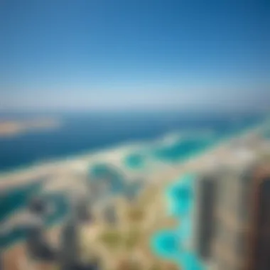 Panoramic view of Dubai's coast from Anwa Tower emphasizing its prime location