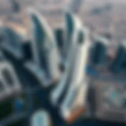 Aerial view of International City showcasing its architectural diversity