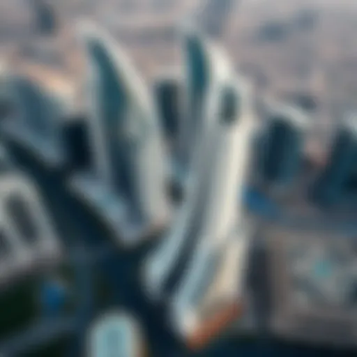 Aerial view of International City showcasing its architectural diversity