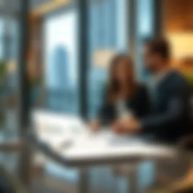 Investment Planning for Bayt Properties A couple discussing investment plans in a modern office