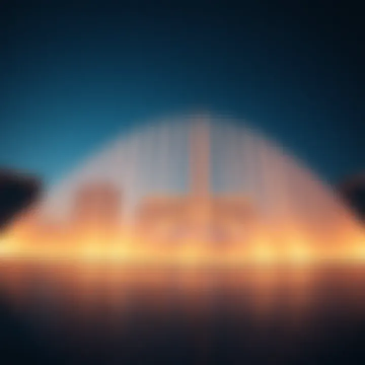 The Dubai Fountain show after sunset