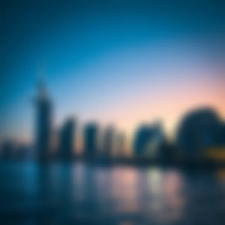 Dubai Marina skyline during twilight