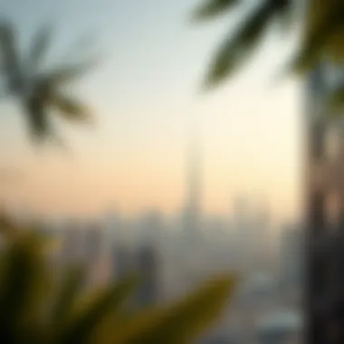 Panoramic view of the Dubai skyline from Bloom Towers, emphasizing its strategic location