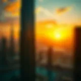 Stunning sunset view from Central Tower showcasing Burj Khalifa