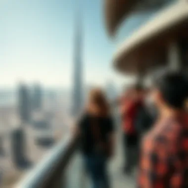 Visitors Experiencing Burj Views Visitors enjoying the views from the observation deck of Central Tower