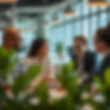 Entrepreneurs collaborating in a co-working environment