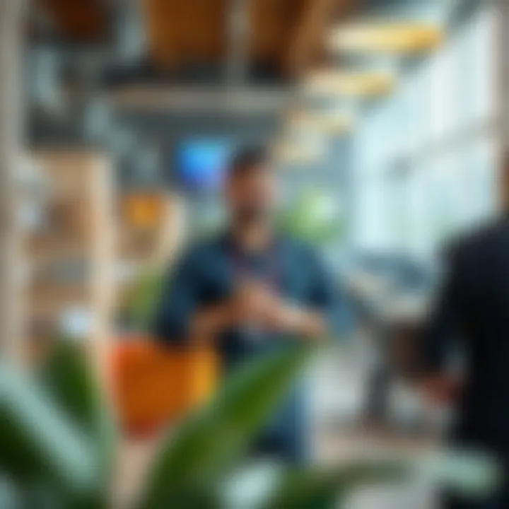 Vendor showcasing services in a co-working space